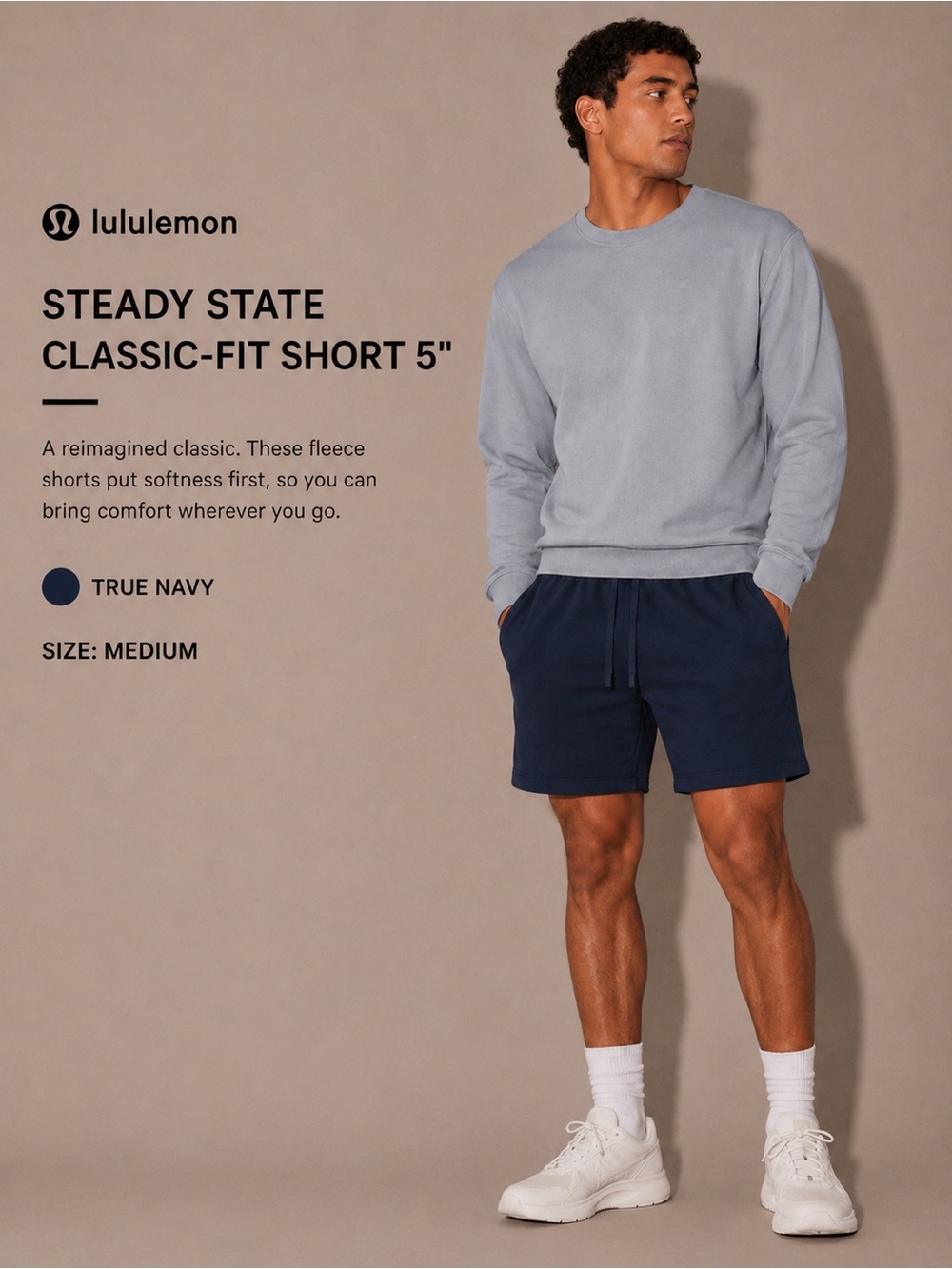 Lululemon Steady State Classic Fit Short 5" True Navy Blue Medium